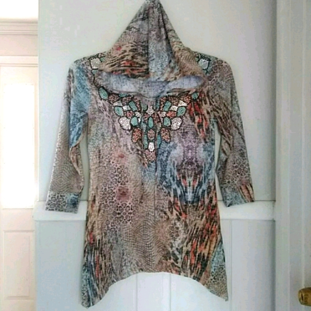 V Cristina animal print embellished soft top